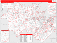 Middlesex-Somerset-Hunterdon Metro Area Digital Map Red Line Style